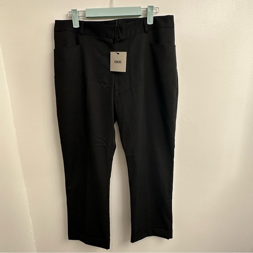 ASOS Women’s Black Dress Pants Straight-Leg Classic Cuffed Hem Sz 8